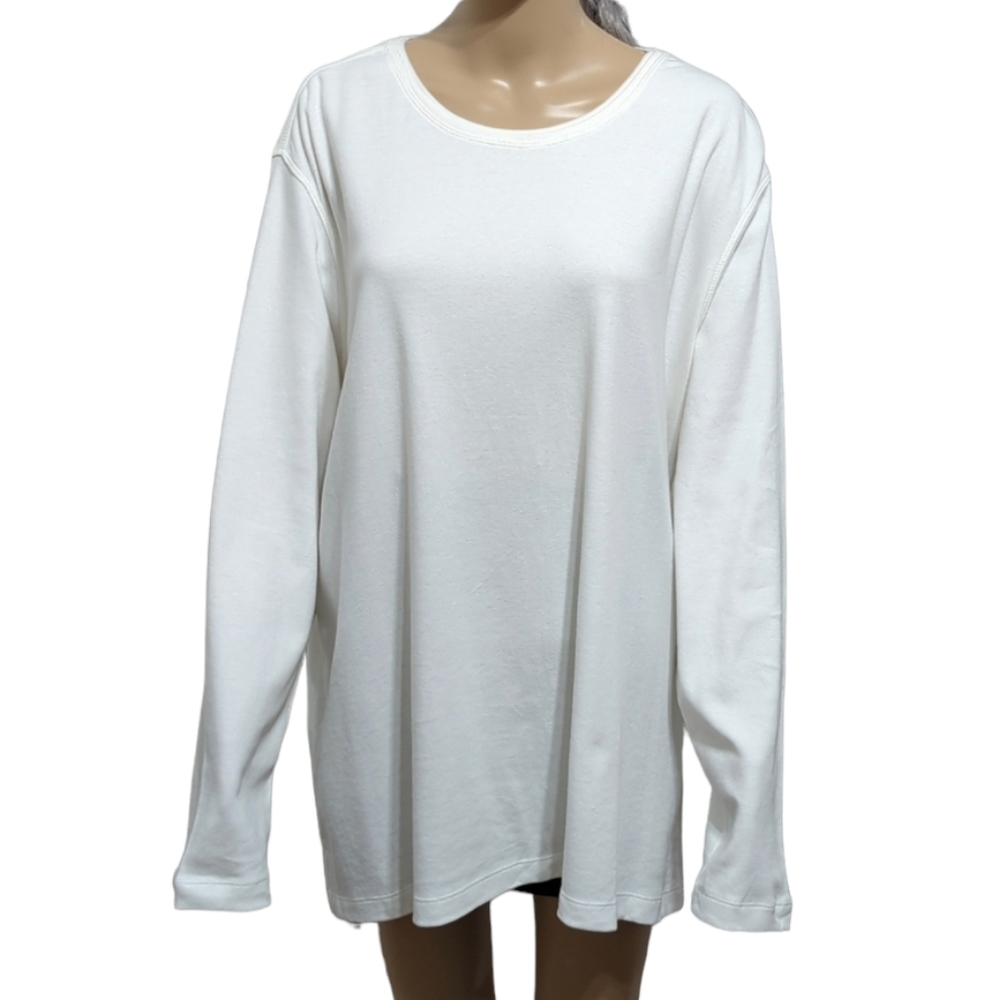 100% Cotton Westbound Woman White Long Sleeve Tee Sweater Size 3X